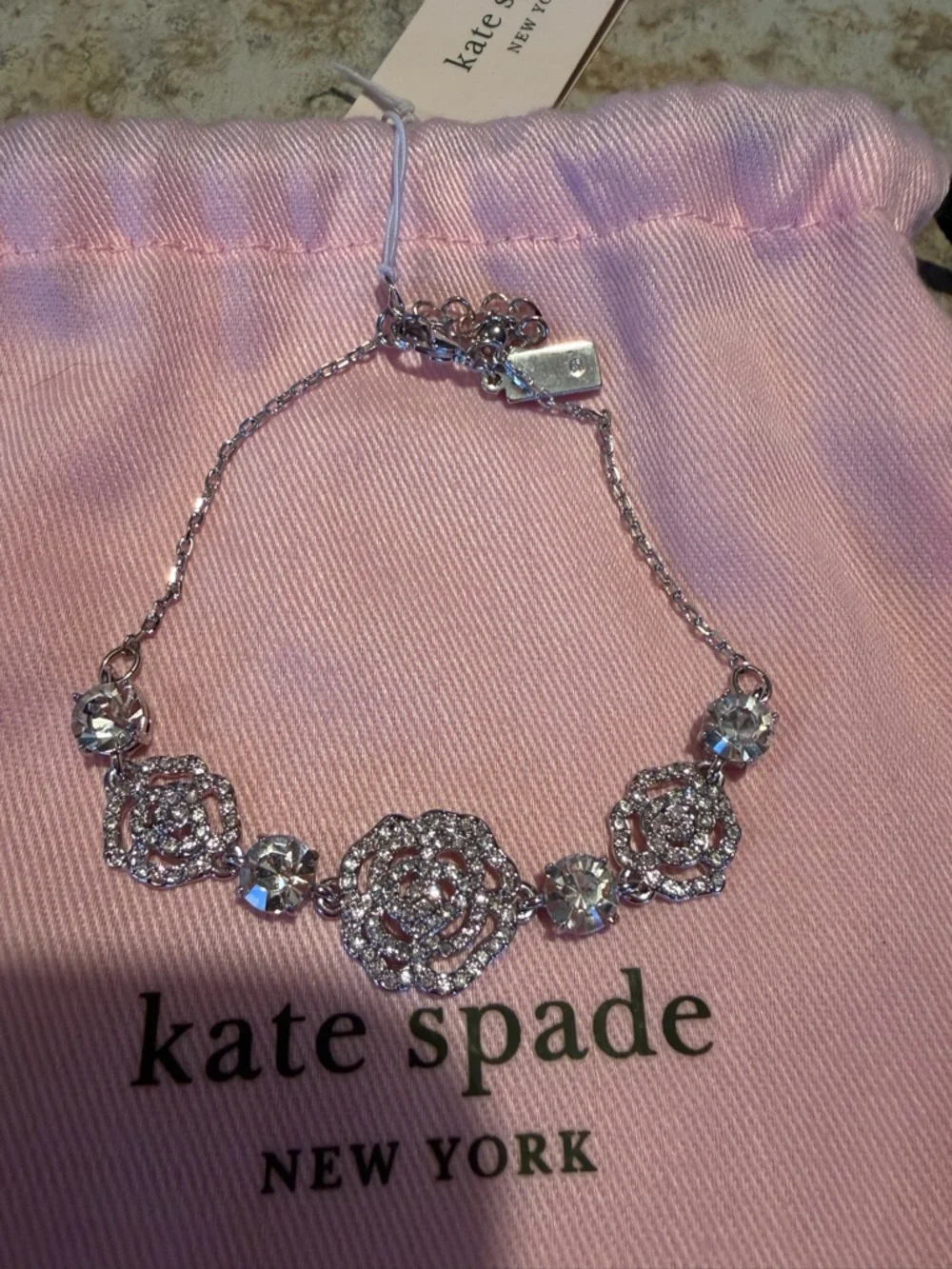 Kate Spade Silver Rhinestone Rose Bracelet—NWT - Picture 2 of 5
